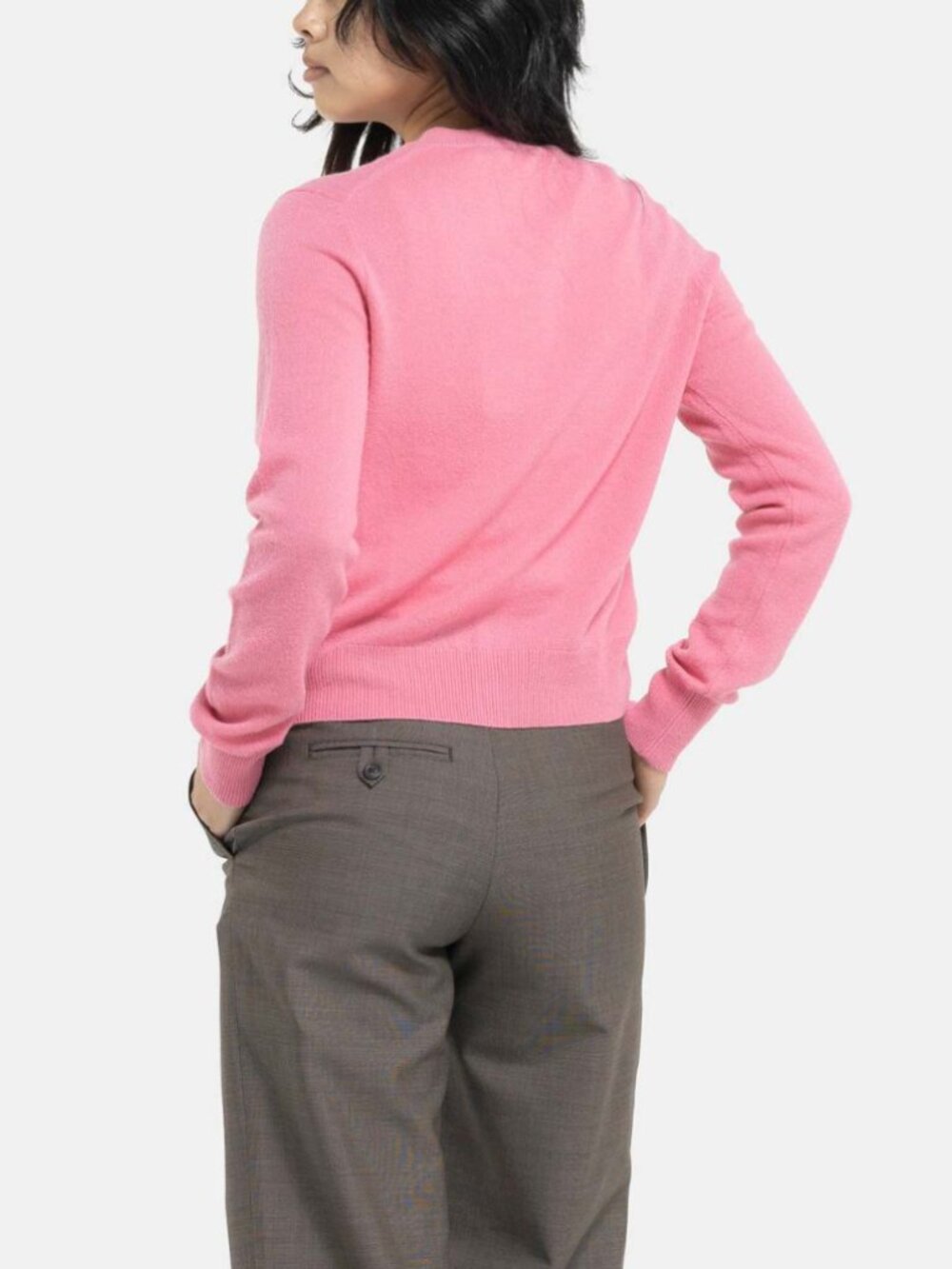 $389 Acne Studios Tango Pink Embellished Face Logo Cardigan Sweater size Large - Picture 4 of 11
